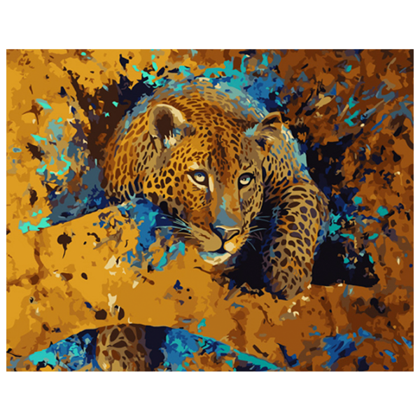 Pictură pe numere Strateg Leopard obosit GS1008 50 x 40 cm, Pânză photo 1