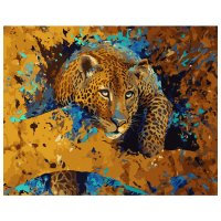 Pictură pe numere Strateg Leopard obosit GS1008 50 x 40 cm, Pânză