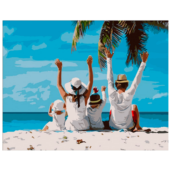 Pictură pe numere Strateg Vacanța în familie HH003 50 x 40 cm, Pânză photo 1