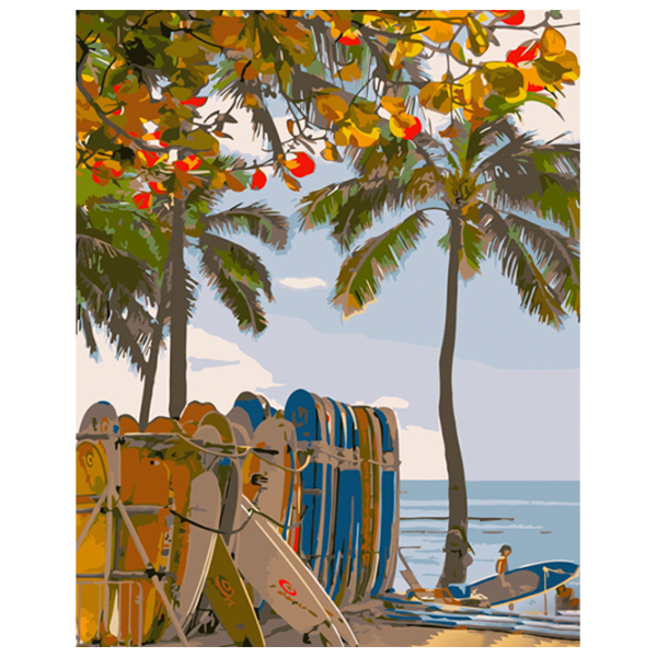 Pictură pe numere Strateg Surfing în Hawaii GS1278 50 x 40 cm, Pânză photo 1