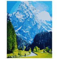 Pictură pe numere Strateg Munții Albaștri și Câmpul Verde GS105 50 x 40 cm, Pânză