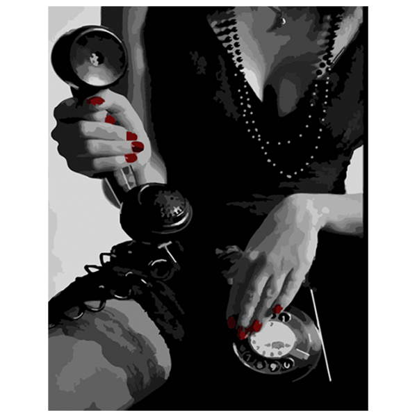 Pictură pe numere Strateg Femeie cu telefon HH035 50 x 40 cm, Pânză photo 1