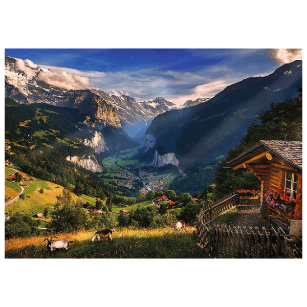 Puzzle Trefl Lauterbrunnen Valley, Switzerland (5900511108217) Numărul de piese: 1000, Vârsta recomandată: 12+ photo 2