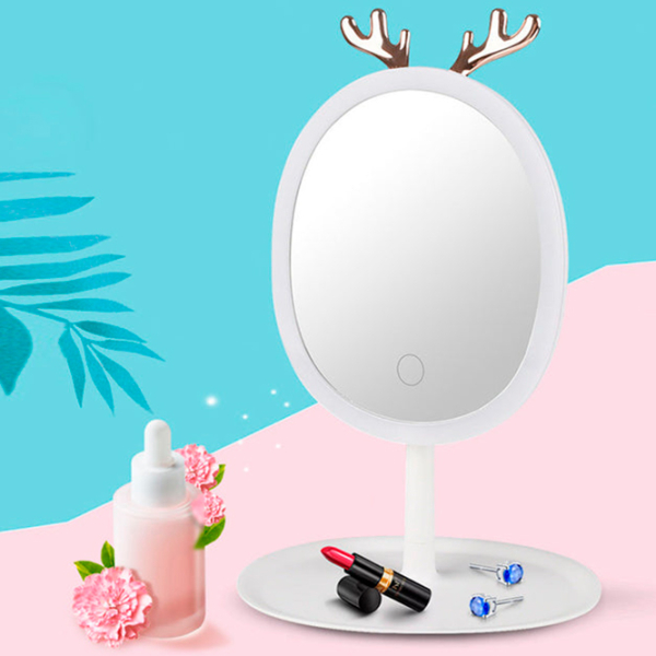 Oglindă de machiaj LED Mirror Antler Auriu White  photo 3