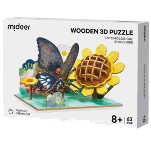 Puzzle Mideer Fluture (MD1347) Numărul de piese: 63 , Vârsta recomandată: 8+ photo 1
