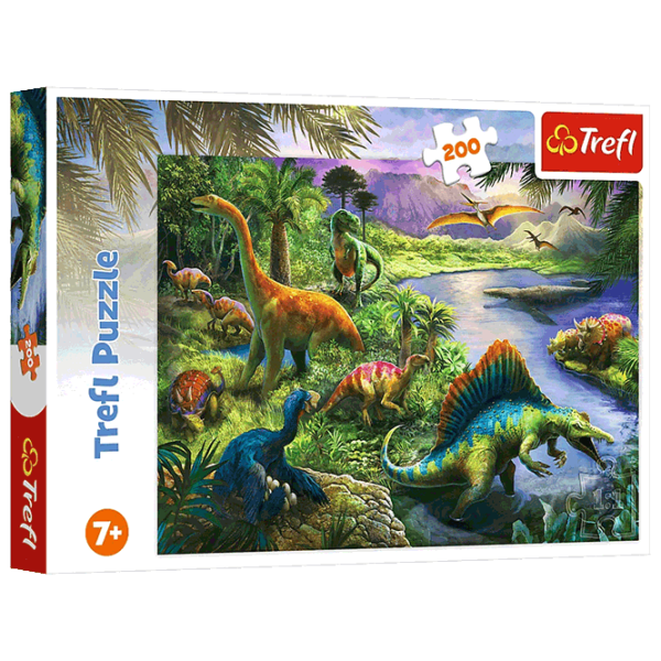 Puzzle Trefl Predatory Dinosaurs (5900511132816) Numărul de piese: 200, Vârsta recomandată: 7+ photo 1
