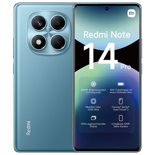 Xiaomi Redmi Note 14 Pro 4G 256 ГБ Синий Ocean 6.67" | 200 МП | 8 ГБ | Dual SIM photo 1