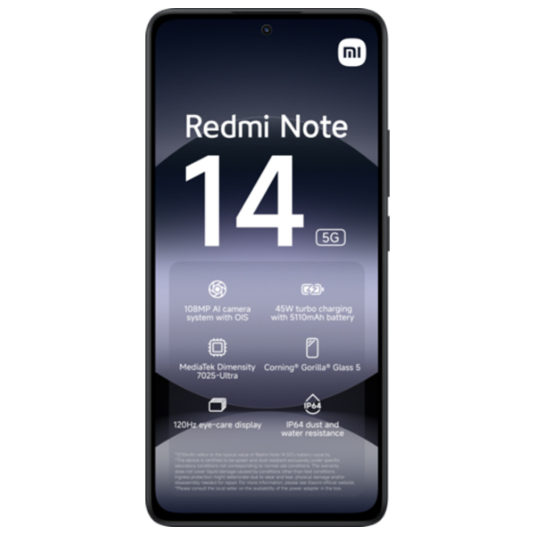 Xiaomi Redmi Note 14 5G 256 ГБ Черный Midnight 6.67" | 108 Мп | 8 ГБ | Dual SIM photo 3