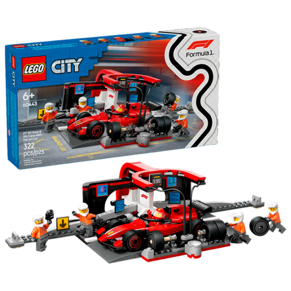 Constructor LEGO F1 Pit Stop & Pit Crew With Ferrari Car Set Multicolor Numărul de piese 322, 6+ photo 3