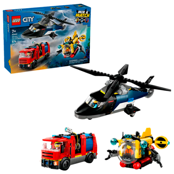 Constructor LEGO Fire Truck and Submarine Multicolor Numărul de piese 874, 7+ photo 2