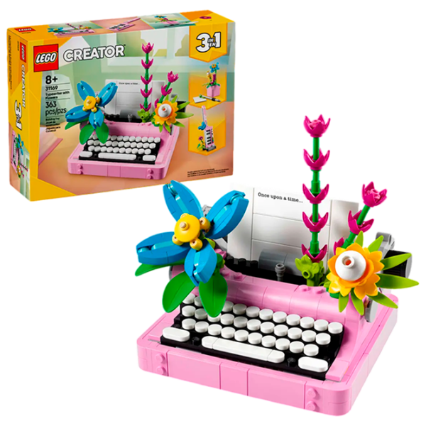 Constructor LEGO Typewriter with Flowers Multicolor Numărul de piese 363, 8+ photo 2