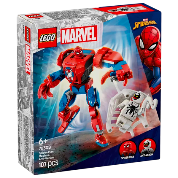 Constructor LEGO Spider-Man Mech VS Anti-Venom Multicolor Numărul de piese 107, 6+