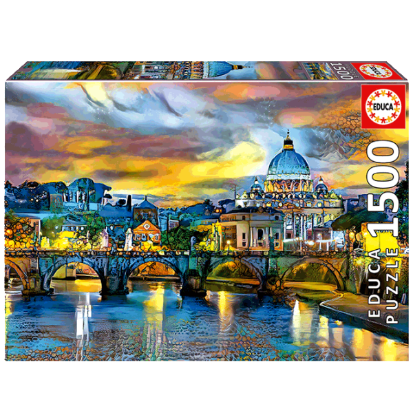 Puzzle Educa St. Peter'S Basilica And The St. Angelo Bridge (19617) Numărul de piese: 1500, Vârsta recomandată: 14+ photo 1