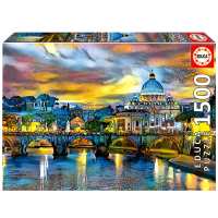 Puzzle Educa St. Peter'S Basilica And The St. Angelo Bridge (19617) Numărul de piese: 1500, Vârsta recomandată: 14+
