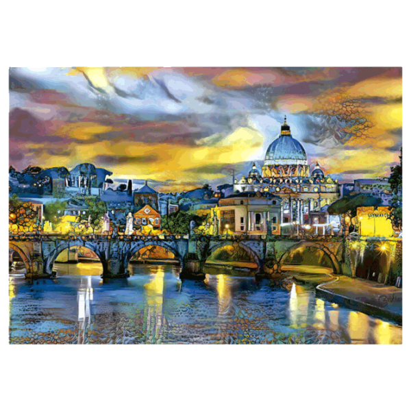 Puzzle Educa St. Peter'S Basilica And The St. Angelo Bridge (19617) Numărul de piese: 1500, Vârsta recomandată: 14+ photo 2