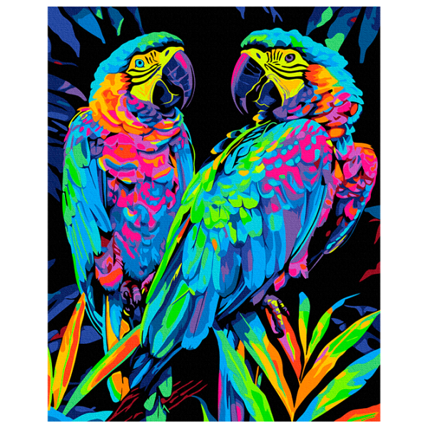 Pictură pe numere BrushMe Papagali tropicali BSB0022FC 50 x 40 cm, Pânză photo 1