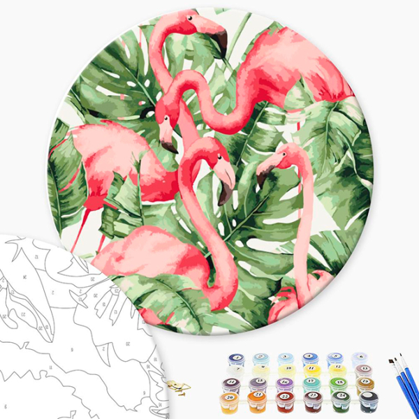 Pictură pe numere BrushMe Flamingo în tropice RC00017FC 30 x 30 cm, Pânză photo 2