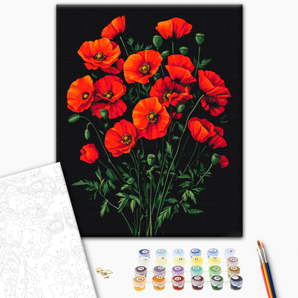 Pictură pe numere BrushMe Farmecul macilor BS54146FC 50 x 40 cm, Pânză photo 3