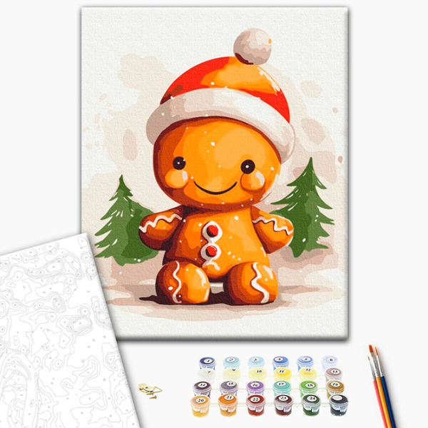 Pictură pe numere BrushMe Om de turtă dulce KBS0149FC 40 x 30 cm, Pânză photo 2