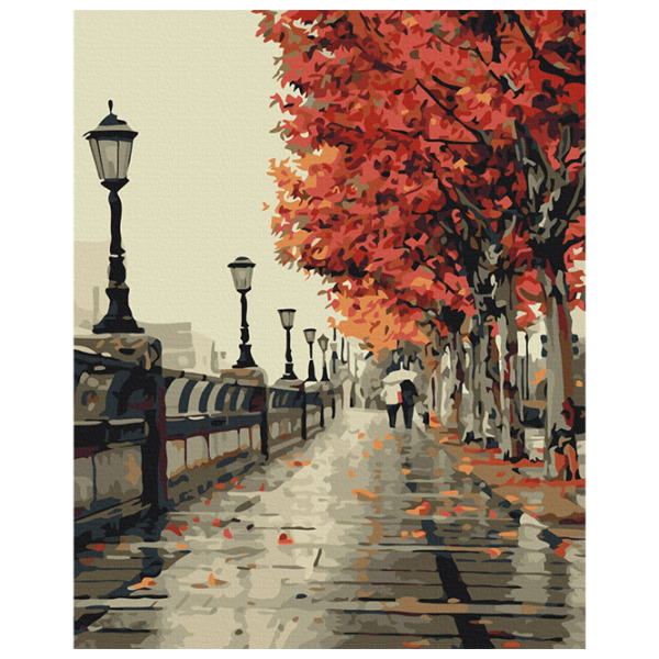 Pictură pe numere BrushMe Bulevardul de toamnă BS117 50 x 40 cm, Pânză photo 1