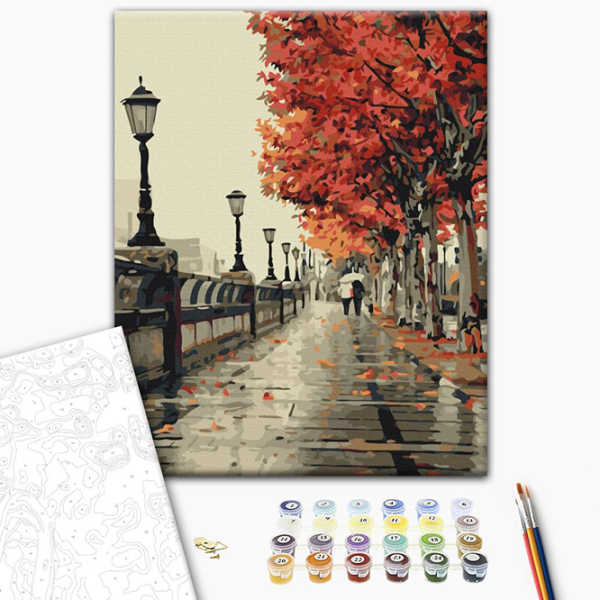 Pictură pe numere BrushMe Bulevardul de toamnă BS117 50 x 40 cm, Pânză photo 3