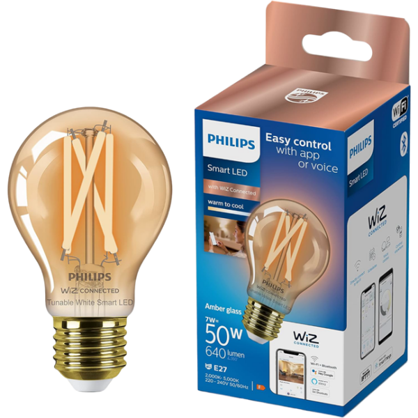 Bec inteligent LED cu filament Philips Filament Amber WIZ 929003017421 E27 | 7 W | White photo 3