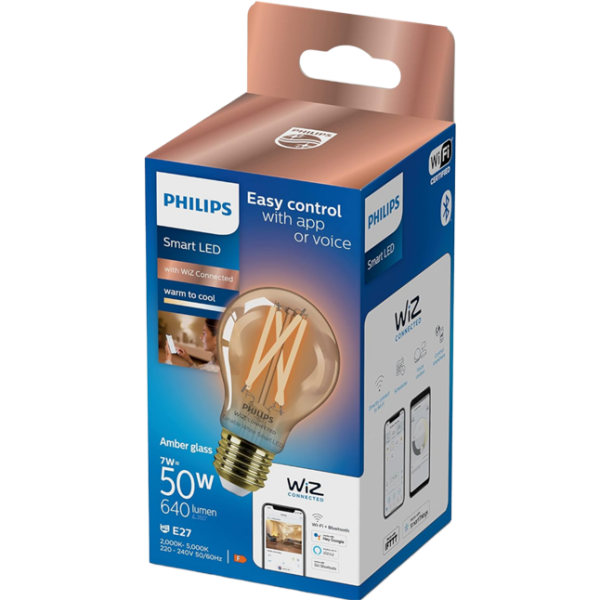 Bec inteligent LED cu filament Philips Filament Amber WIZ 929003017421 E27 | 7 W | White photo 4