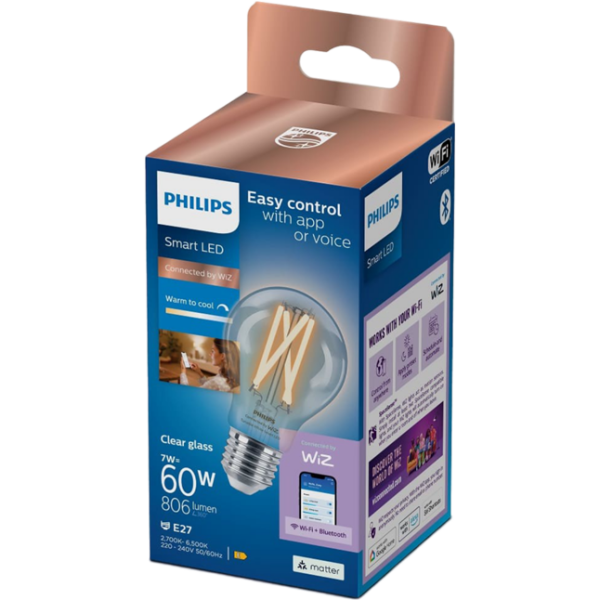 Bec inteligent LED cu filament Philips Bulb Filament WIZ 929003017221 E27 | 7 W | White photo 3