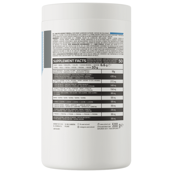 Complexe preantrenament OstroVit Pre-Workout Formula (5902232611977) 500 g photo 3