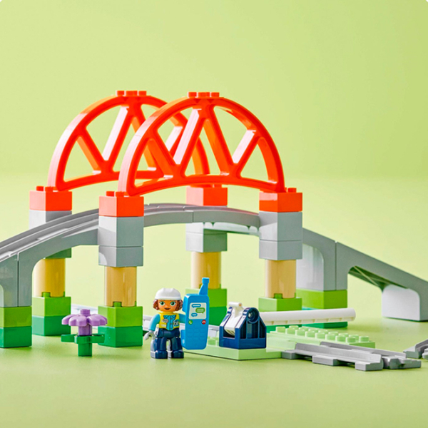 Constructor LEGO Train Bridge and Tracks Expansion Set Multicolor Numărul de piese 42, 2+ photo 6