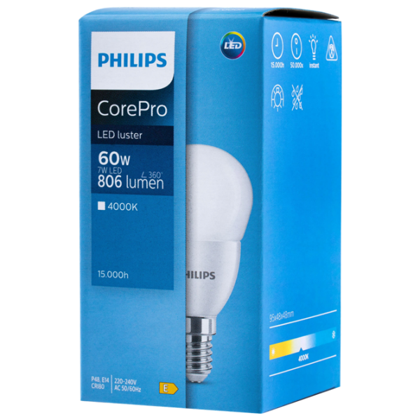Bec LED Philips CorePro LEDlustre 929002973302 E14 | 7 W | White photo 3