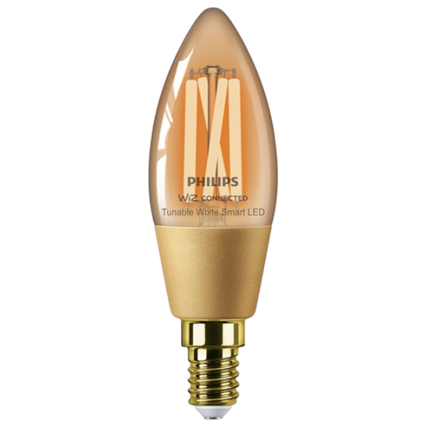 Bec inteligent LED cu filament Philips Candle Filament WIZ 929003017721 E14 | 4.9 W | Yellow photo 1