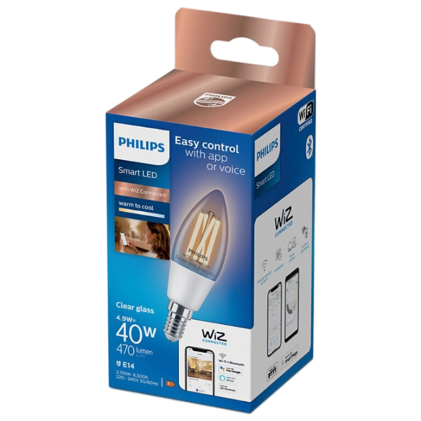 Умная лампочка светодиодная филаментная Philips Candle Filament WIZ 929003017621 E14 | 4.9 Вт | Yellow photo 3