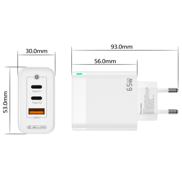 Încărcător de rețea Jellico C79 (65 W) White 4.5 A / White photo 4