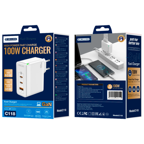 Încărcător de rețea Jellico C118 (100 W) White  / White photo 6