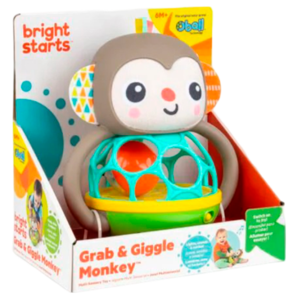 Сенсорная игрушка Bright Starts Grab & Giggle Monkey 16779 Коричневый 0.6+ photo 5