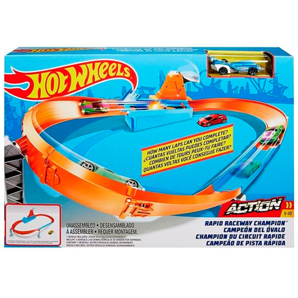 Авто-треки Mattel Rapid Raceway Champion Action Speed Boost Oval Track GJM75 Разноцветный  photo 6