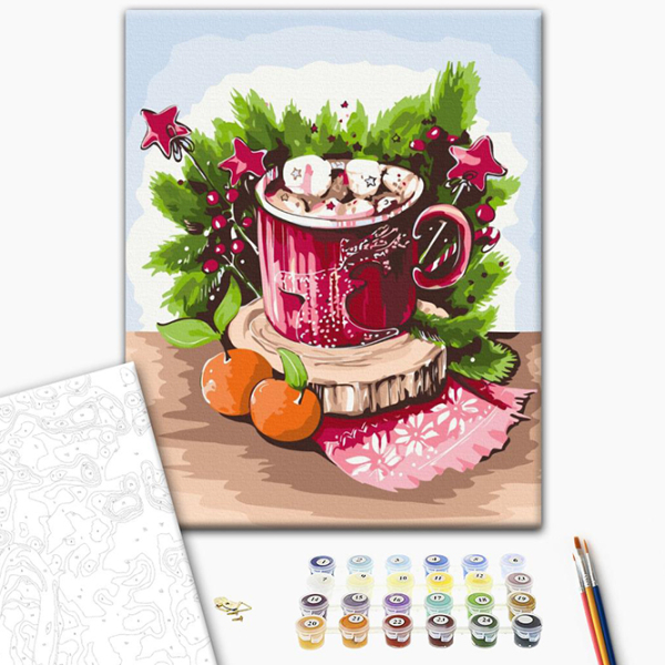 Pictură pe numere BrushMe Marshmallow în cană BS52744 50 x 40 cm, Pânză photo 2