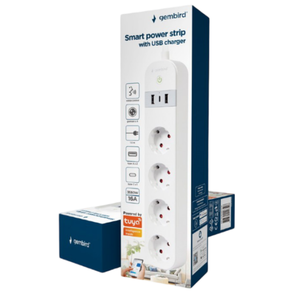 Удлинитель Gembird TSL-PS-S4U-01-W 1.5 м Белый  photo 2