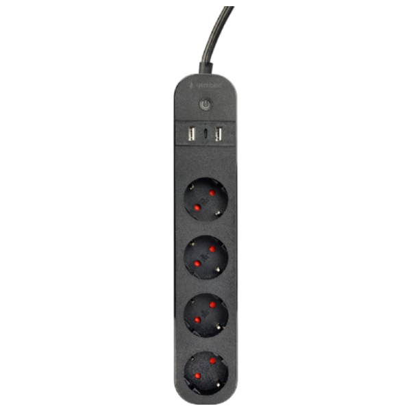 Удлинитель Gembird TSL-PS-S4U-01 1.5 м Черный  photo 1