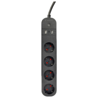Удлинитель Gembird TSL-PS-S4U-01 1.5 м Черный 