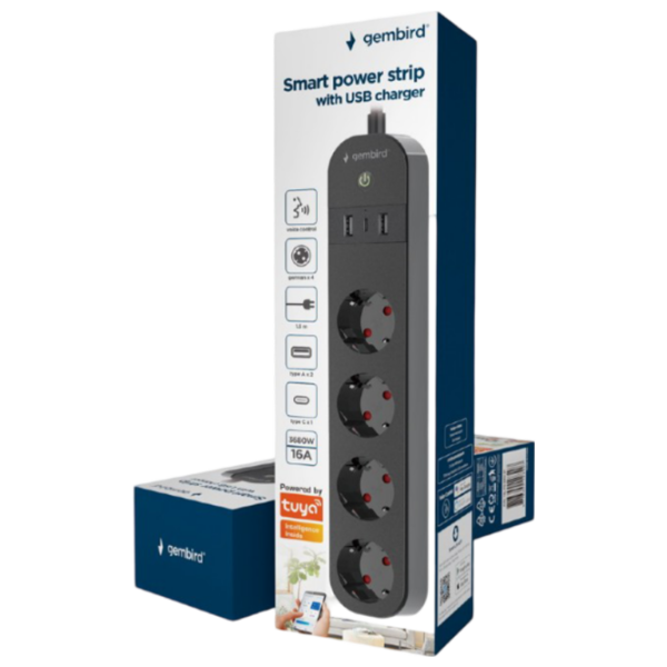 Удлинитель Gembird TSL-PS-S4U-01 1.5 м Черный  photo 5
