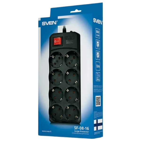 Удлинитель Sven SF-08E-16 1.8 м Черный  photo 4