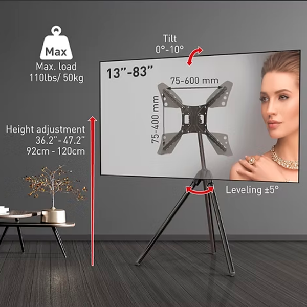 Suport TV Barkan DTP410 Black VESA 600 x 400 mm photo 4