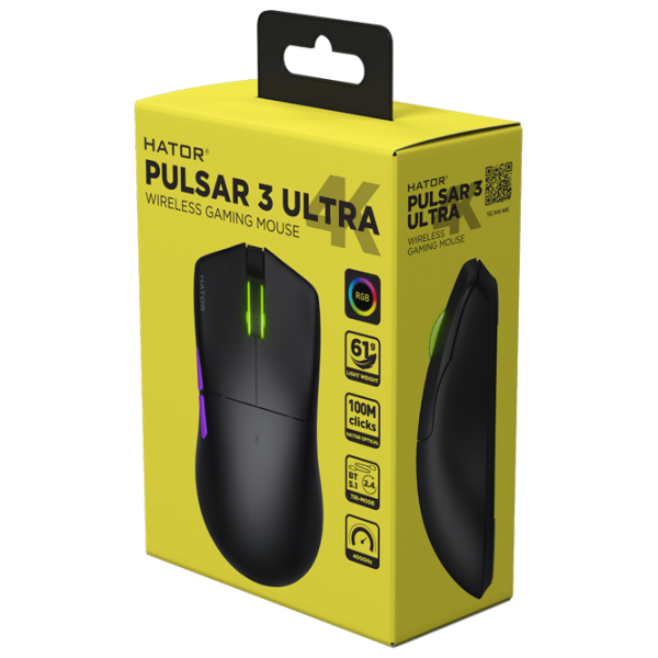 Mouse Hator Pulsar 3 ULTRA 8K+4K wireless Black Fără fir / 30000 dpi photo 6