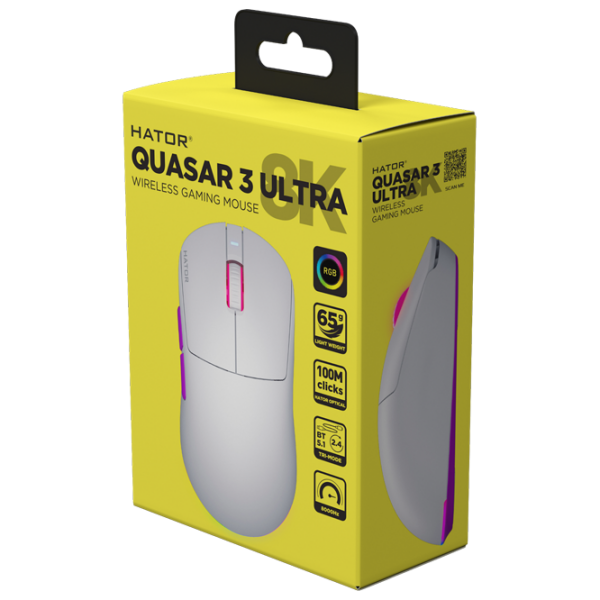 Mouse Hator Quasar 3 ULTRA 8K wireless White Fără fir / 30000 dpi photo 6