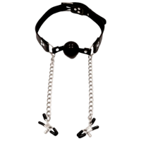 Кляп Fetish Fantasy Extreme Deluxe Ball Gag and Nipple Clamps Черный 