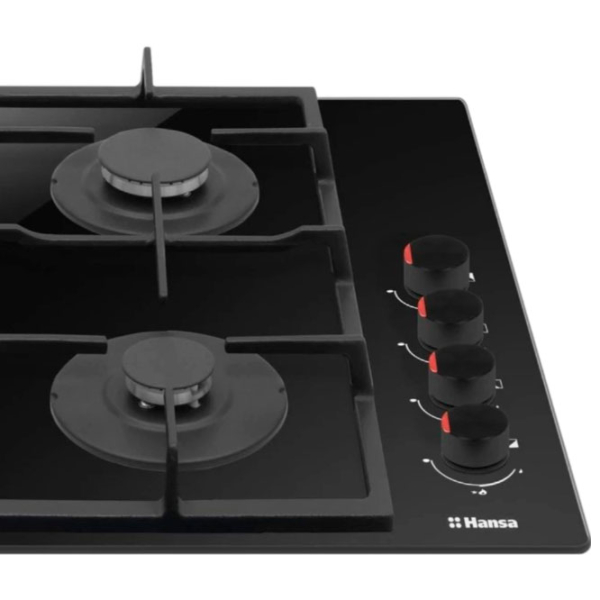 Plită încorporabilă pe gaz Hansa BHKS620531 Black Sticlă călită, Gratare: Fontă photo 5