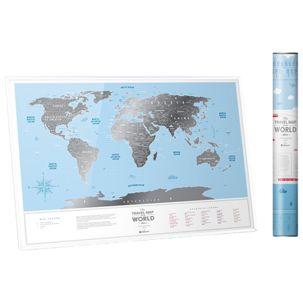 Joc de masă 1DEA.me Travel Map Silver World Hartă de răzuire, 7+ photo 2