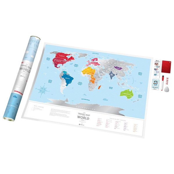 Joc de masă 1DEA.me Travel Map Silver World Hartă de răzuire, 7+ photo 3